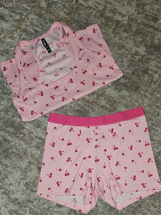 Steve Madden Other - Pink Cherry-Print Tank & Shorts Sleep Set  Medium